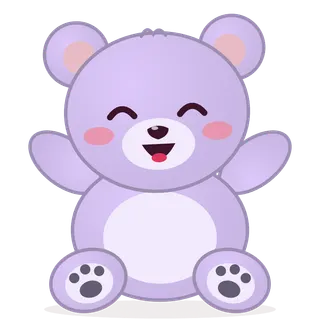 A lavender bear cheering with both arms up